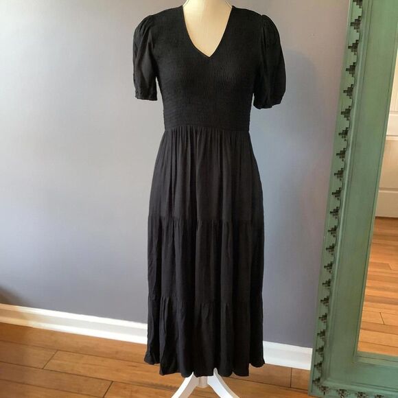 NWT Anrabess Chic Puff Sleeve Black Maxi Dress - Picture 1 of 7
